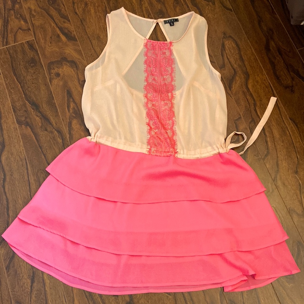Beautiful pink and cream drop waist dress in size L